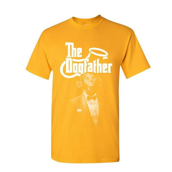 Tee Hunt The Dogfather Funny T-Shirt Parody Dog Lovers Pet Best Friend Tee, Yellow, Small
