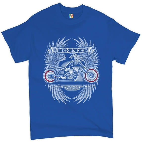 Tee Hunt The Great American Bobber T-Shirt Motorcycle Enthusiast Biker Men's Tee, Blue, 4X-Large