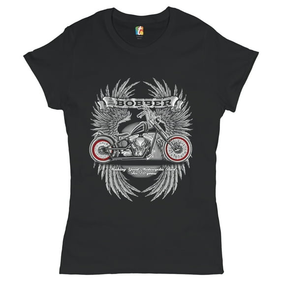 Tee Hunt The Great American Bobber T-Shirt Motorcycle Enthusiast Biker Women's T-Shirt Tee, Black, X-Large