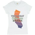 thumbnail image 1 of Tee Hunt The Great California Exodus T-Shirt Leaving California Women's T-Shirt Tee, White, Large, 1 of 5