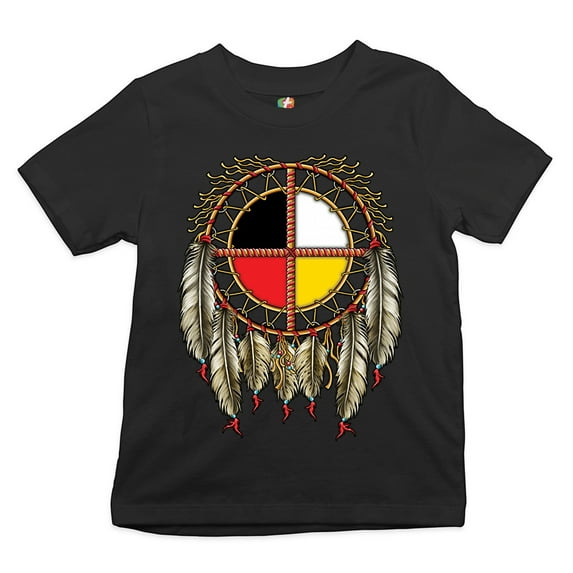 Tee Hunt The Medicine Wheel Dreamcatcher Youth T-Shirt Native American Symbol Kids