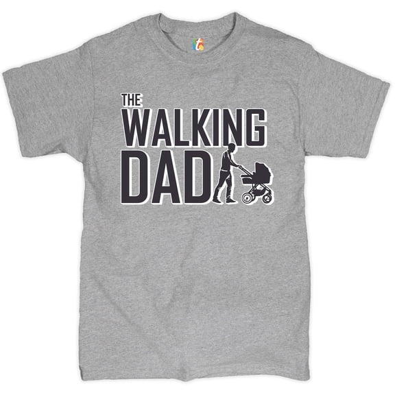 Tee Hunt The Walking Dad T-Shirt Funny Father's Day Upgraded to Daddy Papa Men's Tee, Gray, Large