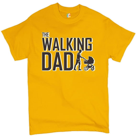 Tee Hunt The Walking Dad T-Shirt Funny Father's Day Upgraded to Daddy Papa Men's Tee, Yellow, 3X-Large