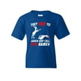 thumbnail image 1 of Tee Hunt They Used To Laugh and Call Him Names Youth T-Shirt Funny Rudolph Xmas, Blue, Large, 1 of 5