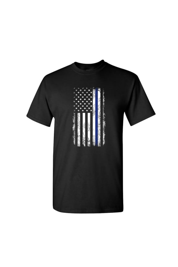 Thin Line American Flag T-Shirt Stars and Stripes Police Mens Shirt