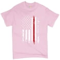 thumbnail image 1 of Tee Hunt Thin Line T-Shirt American Flag Firefighter Fire Department Men's Tee, Light Pink, Small, 1 of 5