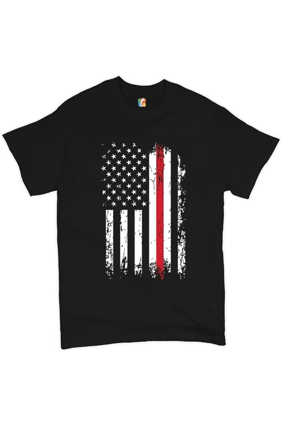 Thin Line T-Shirt American Flag Firefighter Fire Department Men's Tee