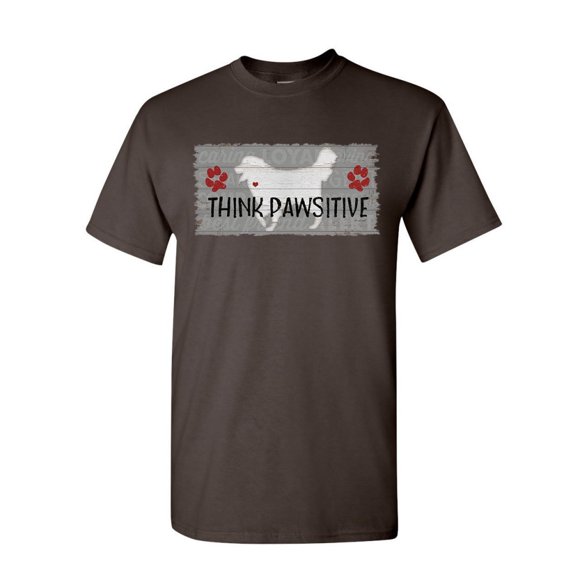 Tee Hunt Think Pawsitive T-Shirt Dog Rescue Breed Retriever Pet Friend Mens Shirt, Brown, X-Large