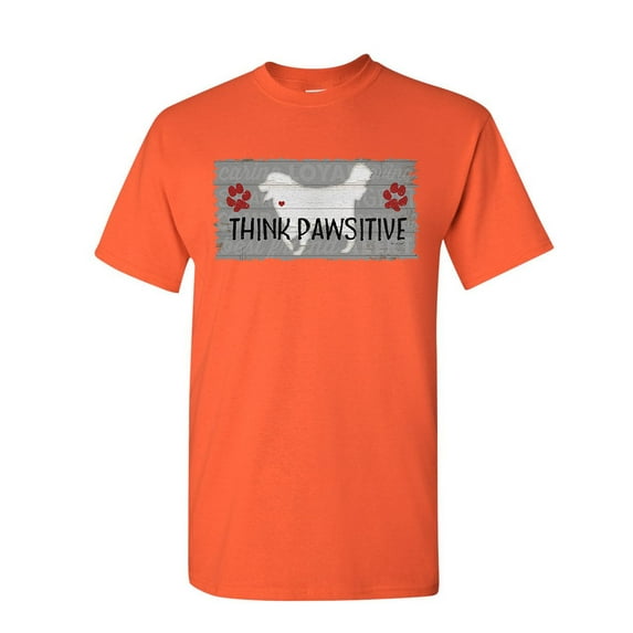 Tee Hunt Think Pawsitive T-Shirt Dog Rescue Breed Retriever Pet Friend Mens Shirt, Orange, Large