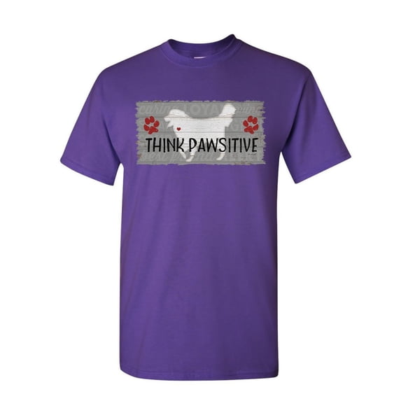 Tee Hunt Think Pawsitive T-Shirt Dog Rescue Breed Retriever Pet Friend Mens Shirt, Purple, Large