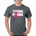thumbnail image 1 of Tee Hunt Think Pink T-shirt Breast Cancer Awareness Pink Ribbon Men's Tee, Charcoal, 4X-Large, 1 of 5