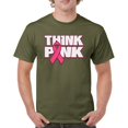 thumbnail image 1 of Tee Hunt Think Pink T-shirt Breast Cancer Awareness Pink Ribbon Men's Tee, Military Green, 3X-Large, 1 of 5