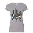 thumbnail image 1 of Tee Hunt Three Feathers Women's T-Shirt Cute Nature Wildlife Ornament Colorful Shirt, Gray, 3X-Large, 1 of 5