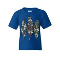 thumbnail image 1 of Tee Hunt Three Feathers Youth T-Shirt Cute Nature Wildlife Ornament Colorful Kids Tee, Blue, Medium, 1 of 5