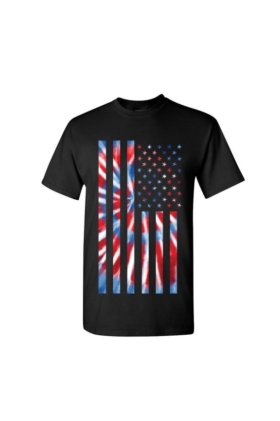 Tie-dye American Flag T-Shirt 4th of July Stars and Stripes Mens Tee