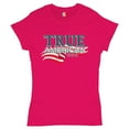 thumbnail image 1 of Tee Hunt True American T-Shirt Stars and Stripes Independence Day July 4th Women's T-Shirt Tee, Pink, X-Large, 1 of 5