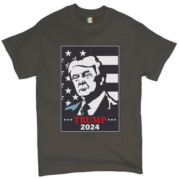 Tee Hunt Trump 2024 T-shirt Keep America Great Re-elect Donald Trump Men's Tee, Charcoal, XX-Large
