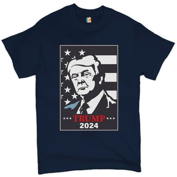 Tee Hunt Trump 2024 T-shirt Keep America Great Re-elect Donald Trump Men's Tee, Navy Blue, Large