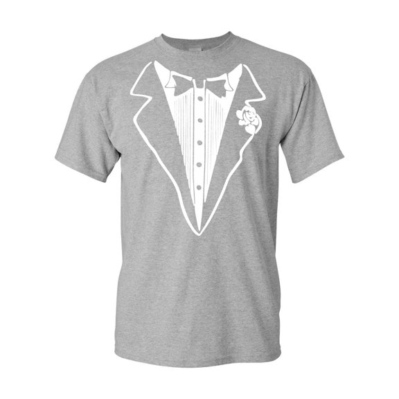 Tee Hunt Tuxedo Funny T-Shirt Funny Birthday Party Classic Humor Tux Men's Novelty Shirt, Gray, Large