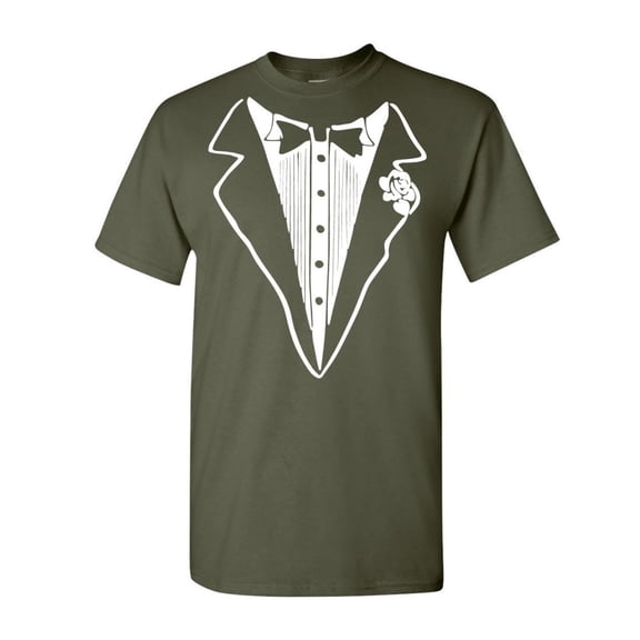 Tee Hunt Tuxedo Funny T-Shirt Funny Birthday Party Classic Humor Tux Men's Novelty Shirt, Military Green, Large