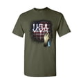 thumbnail image 1 of Tee Hunt USA Flag Graffiti T-Shirt Stars and Stripes Urban Tag Wall Spray Mens Shirt, Military Green, 5X-Large, 1 of 5
