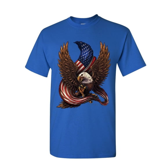 Tee Hunt USA Stars and Stripes T-Shirt Patriot American Pride Bald Eagle Mens Shirt, Blue, XX-Large