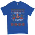 thumbnail image 1 of Tee Hunt Ugly Sweater Santa Claus T-Shirt Let it Snow Christmas Jingle Bells Men's Tee, Blue, 3X-Large, 1 of 5