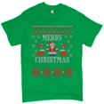 thumbnail image 1 of Tee Hunt Ugly Sweater Santa Claus T-Shirt Let it Snow Christmas Jingle Bells Men's Tee, Green, 4X-Large, 1 of 5