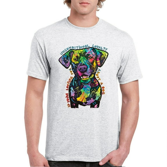 Tee Hunt Unconditional Loyalty T-Shirt Adopt a Dog Dean Russo Pets Men's Tee, Ash Gray, X-Large