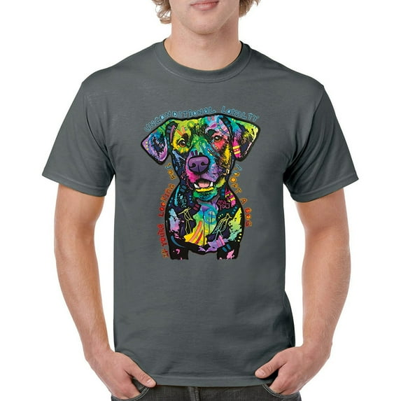 Tee Hunt Unconditional Loyalty T-Shirt Adopt a Dog Dean Russo Pets Men's Tee, Charcoal, Medium