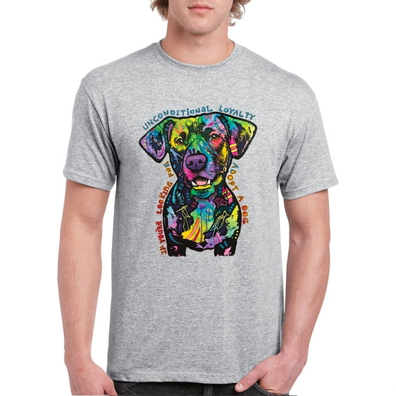 Tee Hunt Unconditional Loyalty T-Shirt Adopt a Dog Dean Russo Pets Men's Tee, Gray, Large