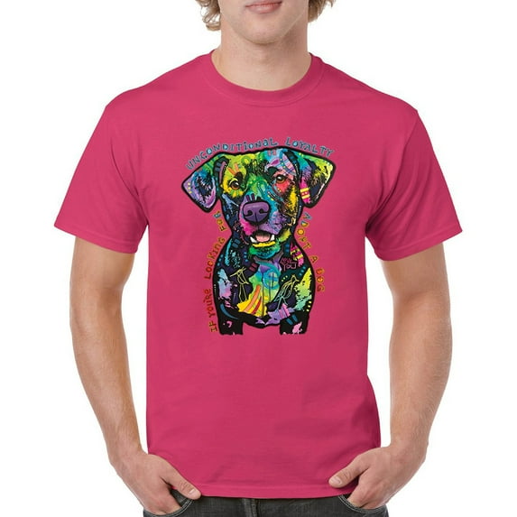 Tee Hunt Unconditional Loyalty T-Shirt Adopt a Dog Dean Russo Pets Men's Tee, Hot Pink, 3X-Large