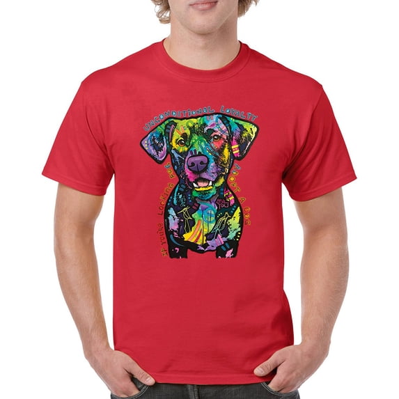 Tee Hunt Unconditional Loyalty T-Shirt Adopt a Dog Dean Russo Pets Men's Tee, Red, Small