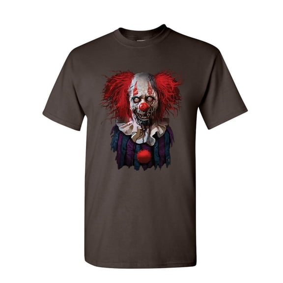 Tee Hunt Undead Zombie Clown T-Shirt Scary Creepy Horror Nightmare Fobia Mens Shirt, Brown, Large
