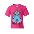 thumbnail image 1 of Tee Hunt Unicat Youth T-Shirt Cute Adorable Unicorn Cat Lady Kitten Fairy Tale Kids Tee, Pink, X-Large, 1 of 4