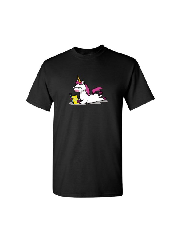 Unicorn Bookworm T-Shirt Funny College Student Nerd Geek Study Mens Shirt