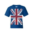 thumbnail image 1 of Tee Hunt Union Jack Youth T-Shirt United Kingdom Distressed British Flag Kids Tee, Blue, Medium, 1 of 5