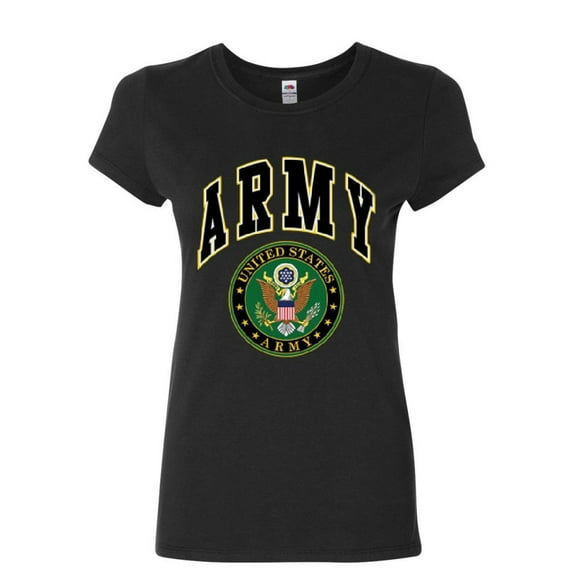 Tee Hunt United States Army Cotton T-Shirt Army Crest Patriotic, Black, Large