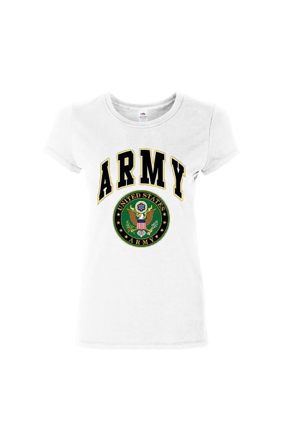 United States Army Cotton T-Shirt Army Crest Patriotic, White, X-Large