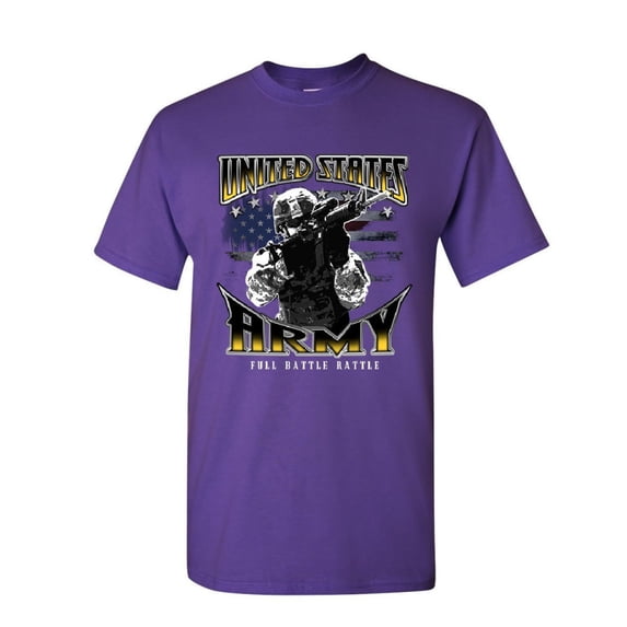 Tee Hunt United States Army T-Shirt American Soldier Full Battle Rattle Mens Shirt, Purple, 4X-Large