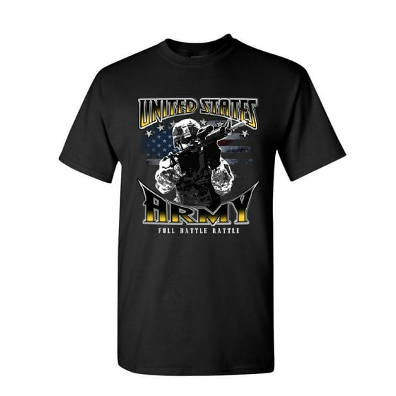 Tee Hunt United States Army T-Shirt American Soldier Full Battle Rattle Mens Shirt
