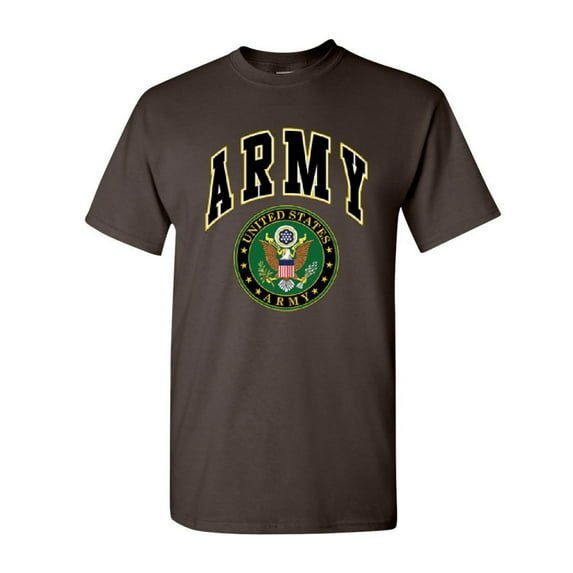 Tee Hunt United States Army T-Shirt Army Crest Patriotic Shirt, Brown, 4X-Large