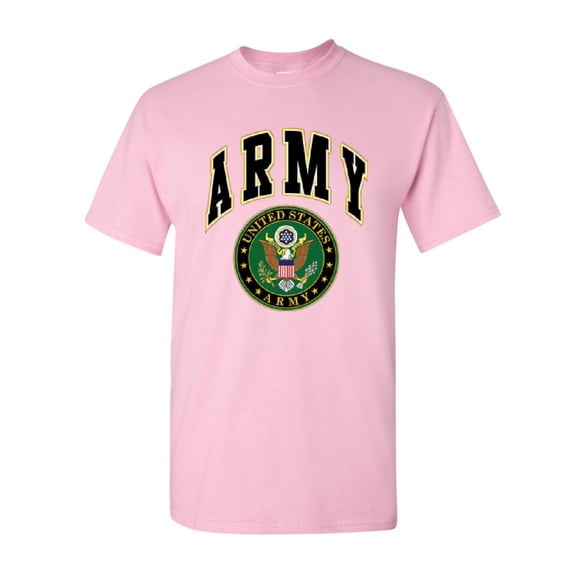 Tee Hunt United States Army T-Shirt Army Crest Patriotic Shirt, Light Pink, Medium
