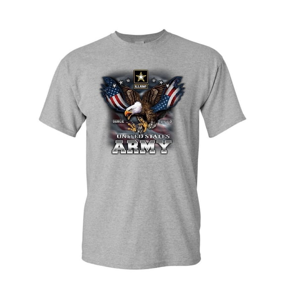 Tee Hunt United States Army T-Shirt Bald Eagle Army Strong Since 1775 USA Mens Shirt, Gray, Large