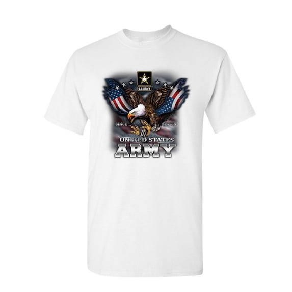 Tee Hunt United States Army T-Shirt Bald Eagle Army Strong Since 1775 USA Mens Shirt, White, 5X-Large
