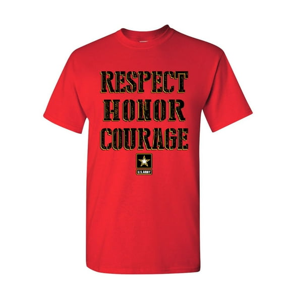 Tee Hunt United States Army T-Shirt Respect Honor Courage U. S. Military Mens Shirt, Red, XX-Large