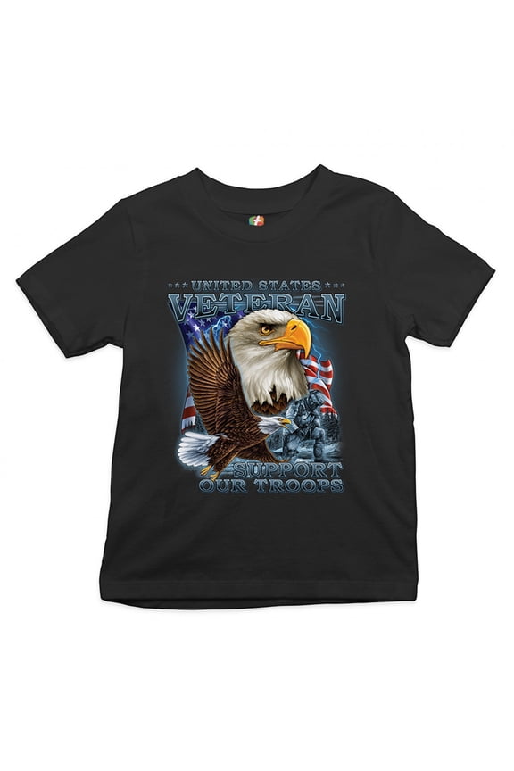 United States Veteran Youth T-Shirt Support Our Troops American Eagle Kids