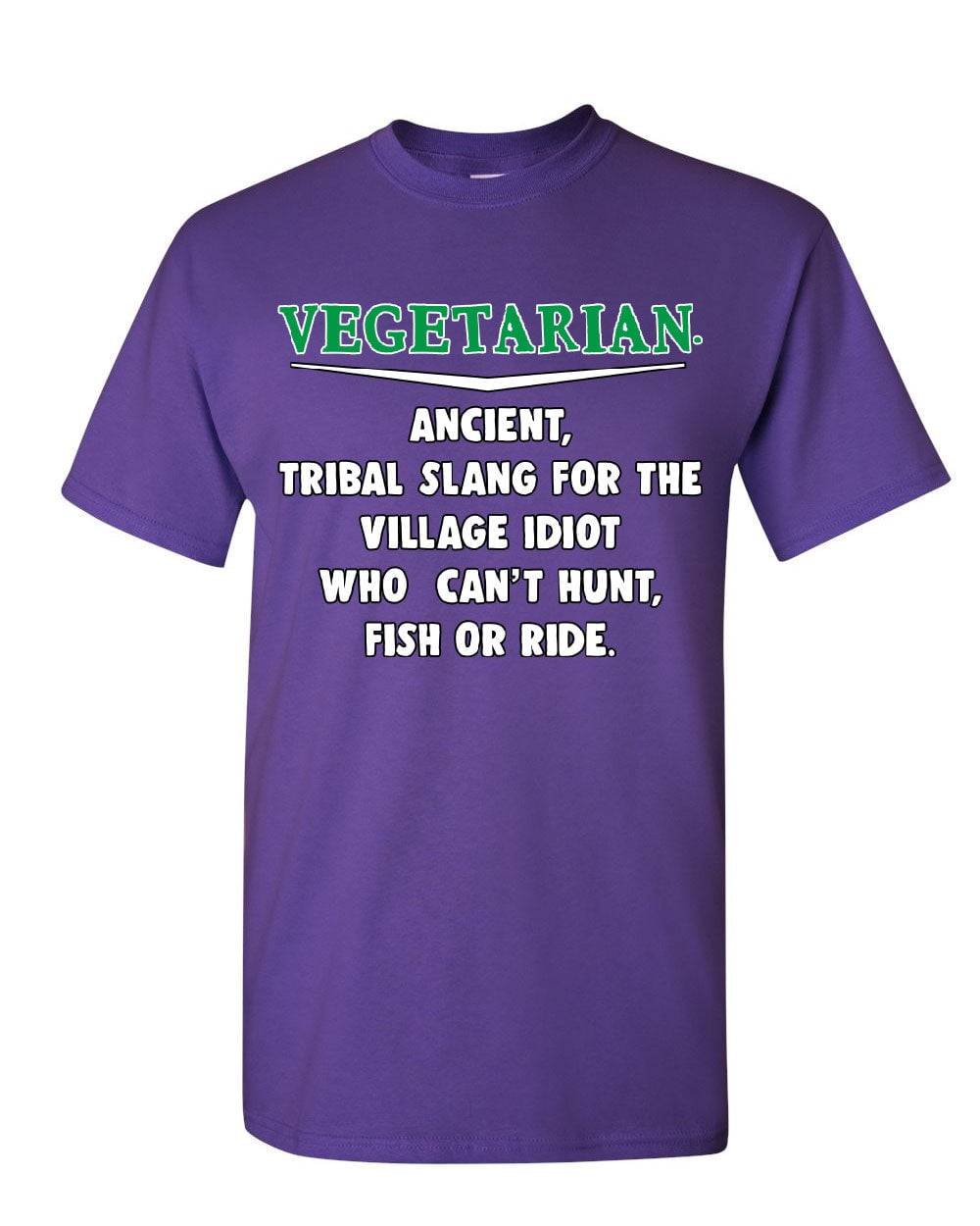 Tee Hunt Vegetarian Definition TShirt Offensive Village Idiot Vegan