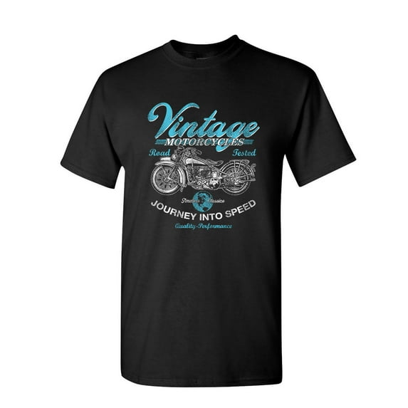 Tee Hunt Vintage Motorcycles T-Shirt Biker Route 66 Road Tested MC Men's Novelty Shirt, Black, 3X-Large