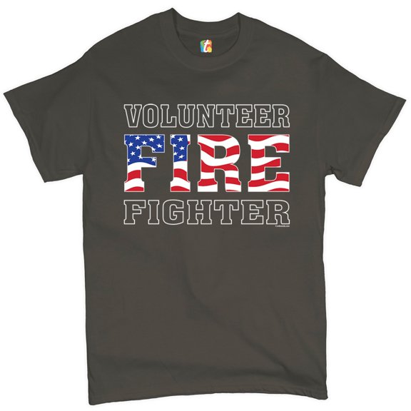 Tee Hunt Volunteer Fire Fighter T-Shirt Fire and Rescue Courage Patriotic Men's Tee, Charcoal, Small